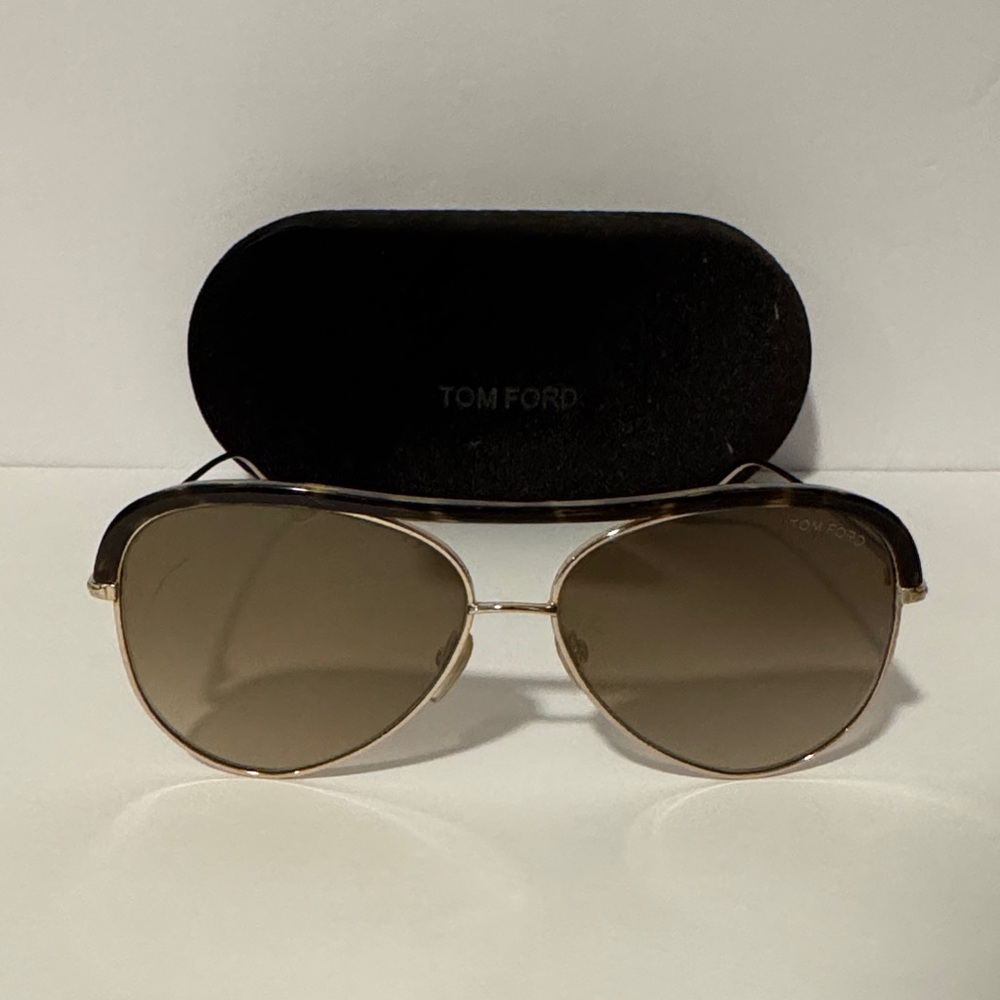 Tom Ford Gold Tortoise Sabine-02 Aviator Sunglasses TF606 28G